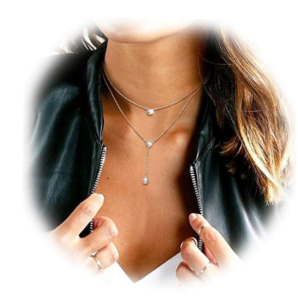 S. the Widow Jewelry - 3 Stone Silver Drop Necklace S. the Widow Jewelry - 3 Stone Silver Drop Necklace